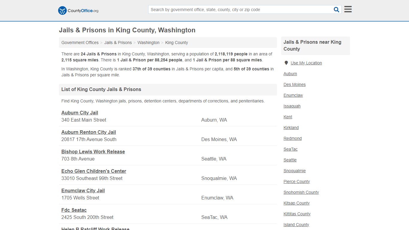Jails & Prisons - King County, WA (Inmate Rosters & Records)