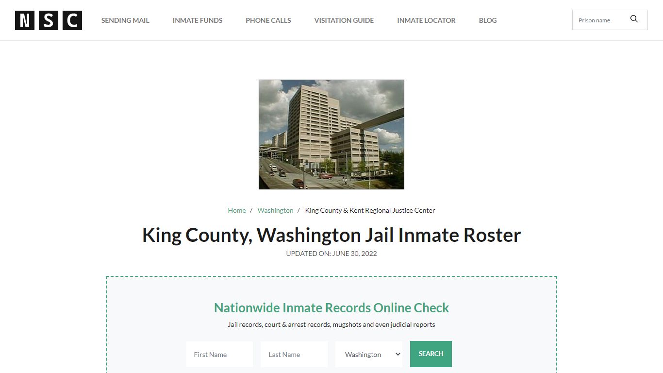King County, Washington Jail Inmate Roster - Nationwide Inmate Lookup ...
